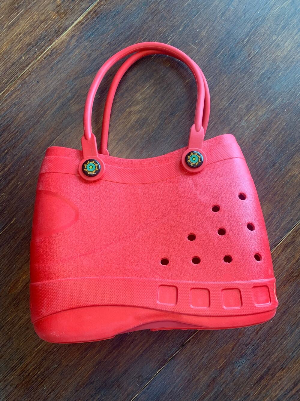Optari Sol Tote Red Waterproof rubber EVA Beach Purse